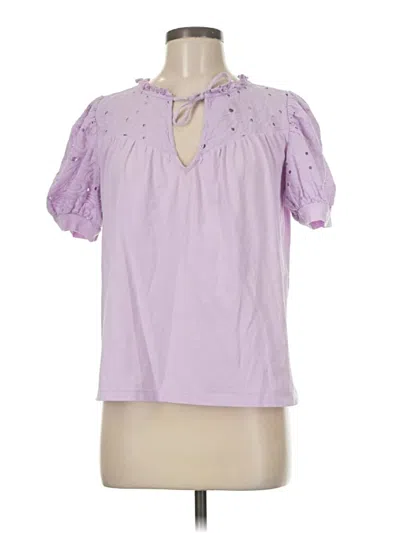 Pre-owned Ann Taylor Loft Short Sleeve Blouse In Purple