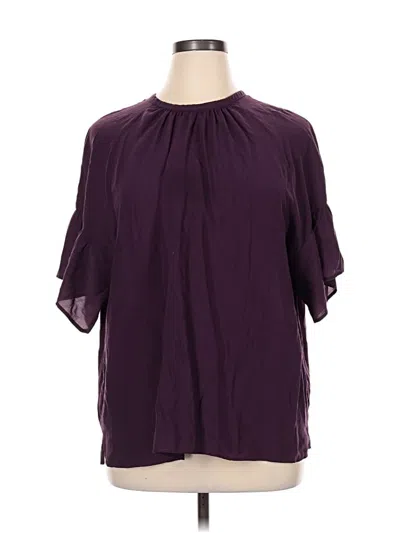 Pre-owned Ann Taylor Loft Short Sleeve Blouse In Purple