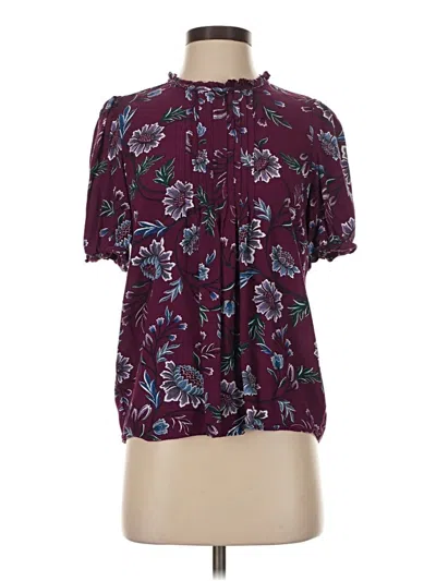 Pre-owned Ann Taylor Loft Short Sleeve Blouse In Purple