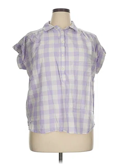 Pre-owned Ann Taylor Loft Short Sleeve Blouse In Purple