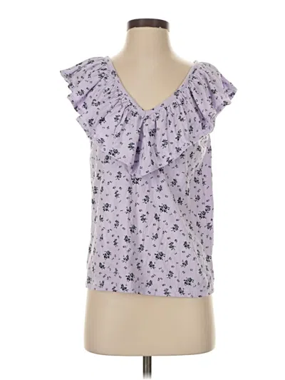 Pre-owned Ann Taylor Loft Short Sleeve Blouse In Purple