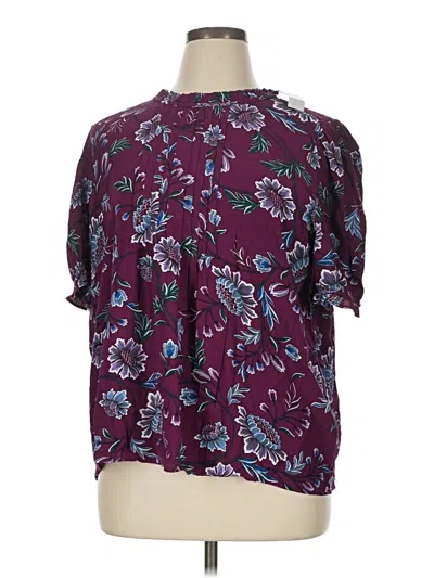 Pre-owned Ann Taylor Loft Short Sleeve Blouse In Purple