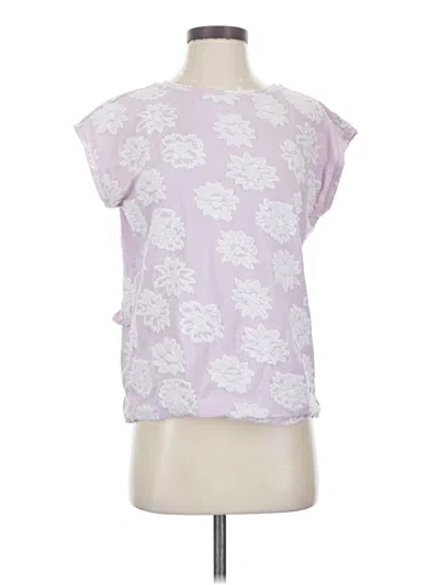 Pre-owned Ann Taylor Loft Short Sleeve Blouse In Purple