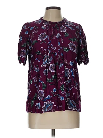 Pre-owned Ann Taylor Loft Short Sleeve Blouse In Purple