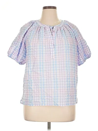 Pre-owned Ann Taylor Loft Short Sleeve Blouse In Purple