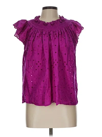 Pre-owned Ann Taylor Loft Short Sleeve Blouse In Purple