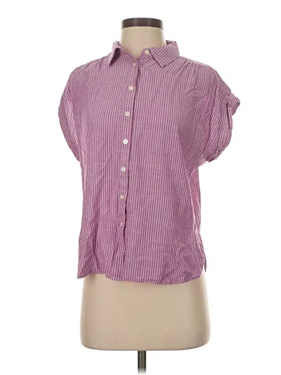 Pre-owned Ann Taylor Loft Short Sleeve Blouse In Purple