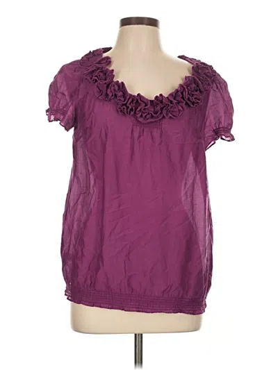 Pre-owned Ann Taylor Loft Short Sleeve Blouse In Purple