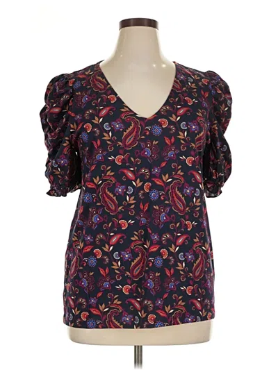 Pre-owned Ann Taylor Loft Short Sleeve Blouse In Purple