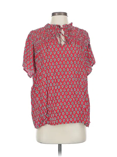 Pre-owned Ann Taylor Loft Short Sleeve Blouse In Red