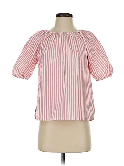 Pre-owned Ann Taylor Loft Short Sleeve Blouse In Red