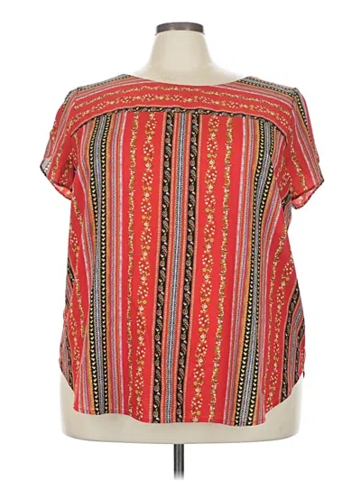 Pre-owned Ann Taylor Loft Short Sleeve Blouse In Red