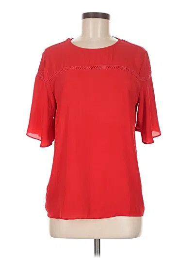 Pre-owned Ann Taylor Loft Short Sleeve Blouse In Red