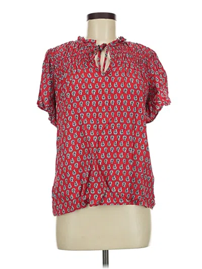 Pre-owned Ann Taylor Loft Short Sleeve Blouse In Red
