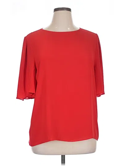 Pre-owned Ann Taylor Loft Short Sleeve Blouse In Red