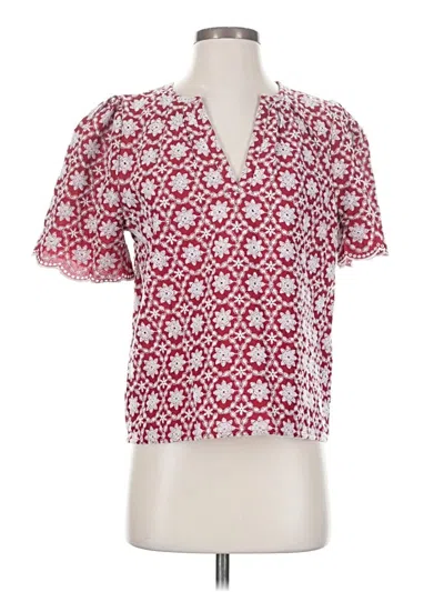 Pre-owned Ann Taylor Loft Short Sleeve Blouse In Red