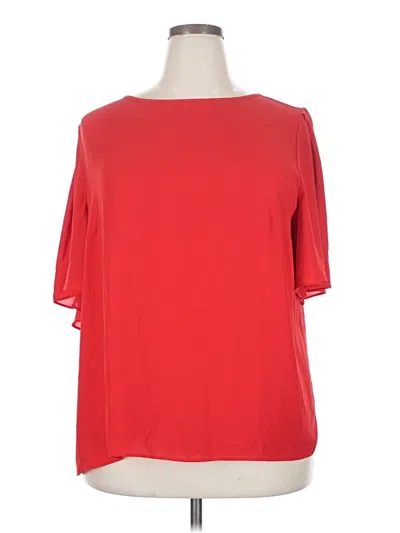 Pre-owned Ann Taylor Loft Short Sleeve Blouse In Red