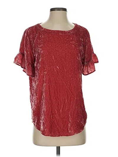 Pre-owned Ann Taylor Loft Short Sleeve Blouse In Red