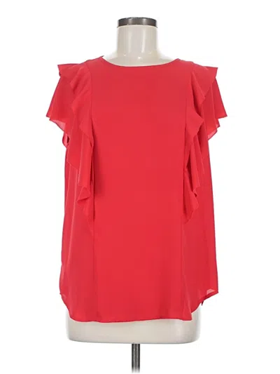 Pre-owned Ann Taylor Loft Short Sleeve Blouse In Red