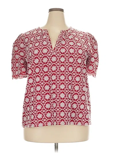 Pre-owned Ann Taylor Loft Short Sleeve Blouse In Red