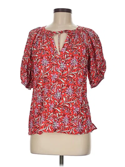 Pre-owned Ann Taylor Loft Short Sleeve Blouse In Red