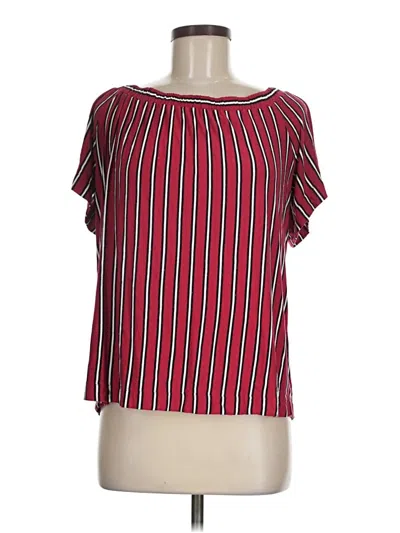 Pre-owned Ann Taylor Loft Short Sleeve Blouse In Red