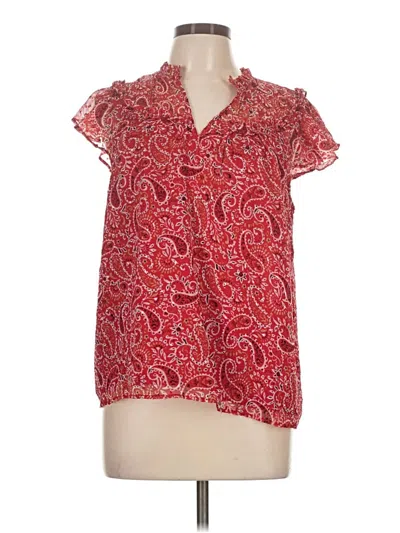 Pre-owned Ann Taylor Loft Short Sleeve Blouse In Red