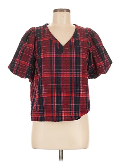 Pre-owned Ann Taylor Loft Short Sleeve Blouse In Red