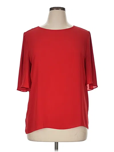 Pre-owned Ann Taylor Loft Short Sleeve Blouse In Red