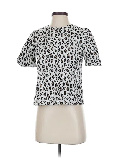 Pre-owned Ann Taylor Loft Short Sleeve Blouse In Silver