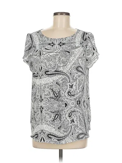 Pre-owned Ann Taylor Loft Short Sleeve Blouse In Silver