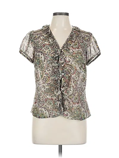 Pre-owned Ann Taylor Loft Short Sleeve Blouse In Silver