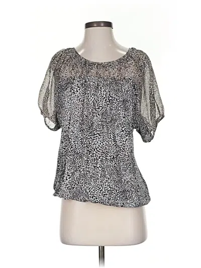 Pre-owned Ann Taylor Loft Short Sleeve Blouse In Silver