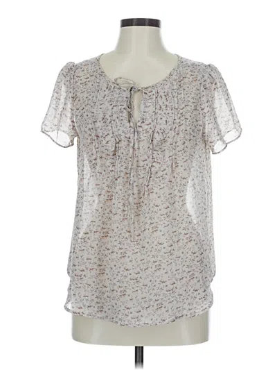 Pre-owned Ann Taylor Loft Short Sleeve Blouse In Silver