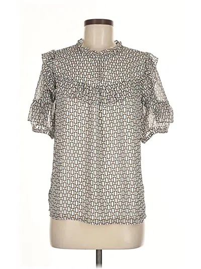 Pre-owned Ann Taylor Loft Short Sleeve Blouse In Silver