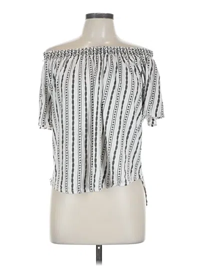 Pre-owned Ann Taylor Loft Short Sleeve Blouse In Silver