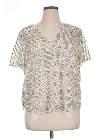 Pre-owned Ann Taylor Loft Short Sleeve Blouse In Silver