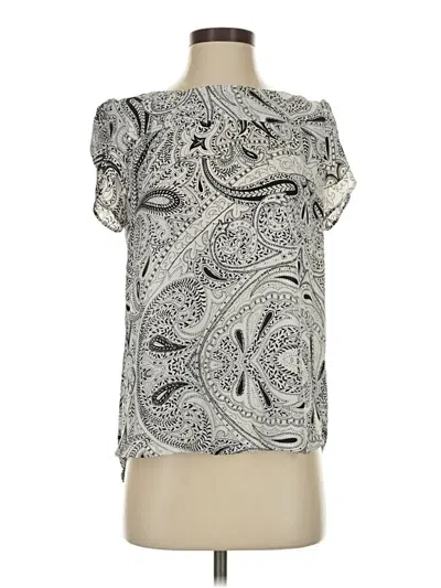 Pre-owned Ann Taylor Loft Short Sleeve Blouse In Silver