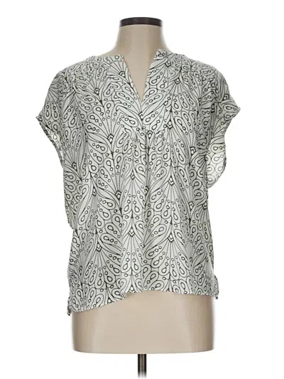 Pre-owned Ann Taylor Loft Short Sleeve Blouse In Silver