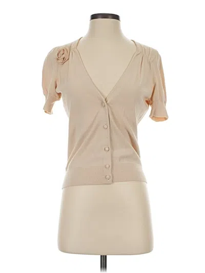 Pre-owned Ann Taylor Loft Short Sleeve Blouse In Tan
