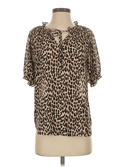 Pre-owned Ann Taylor Loft Short Sleeve Blouse In Tan