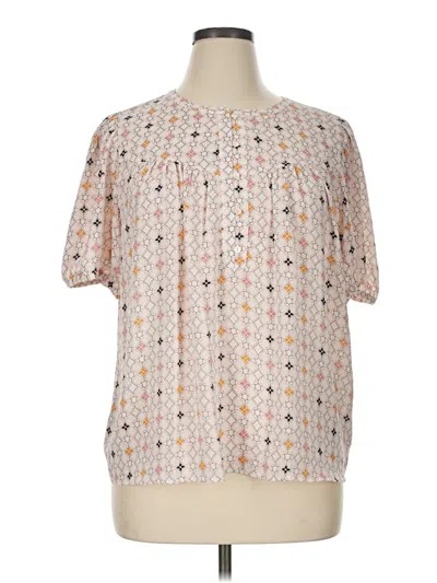 Pre-owned Ann Taylor Loft Short Sleeve Blouse In Tan
