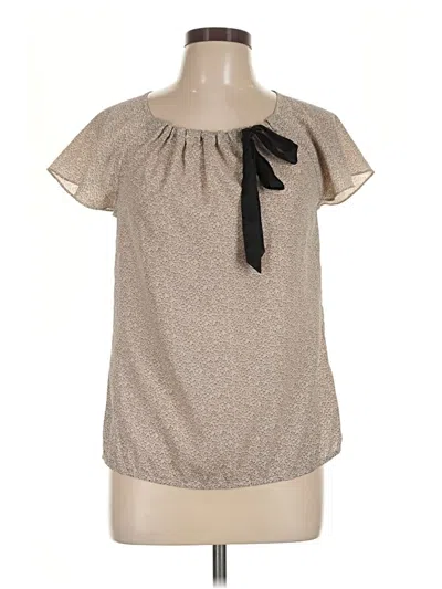 Pre-owned Ann Taylor Loft Short Sleeve Blouse In Tan