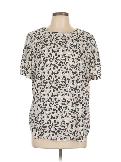 Pre-owned Ann Taylor Loft Short Sleeve Blouse In White