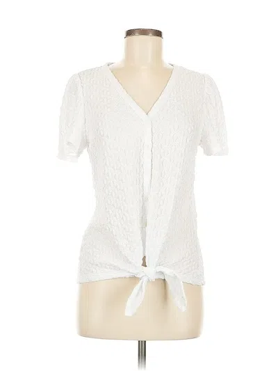 Pre-owned Ann Taylor Loft Short Sleeve Blouse In White