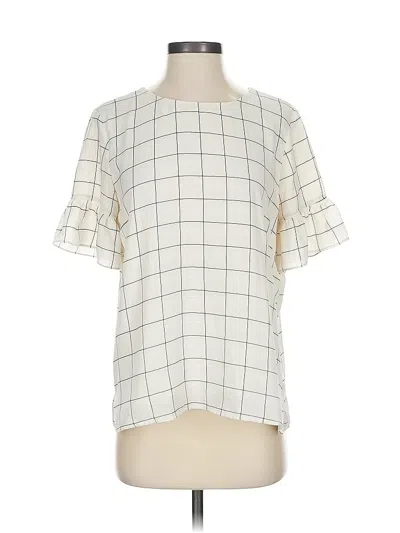 Pre-owned Ann Taylor Loft Short Sleeve Blouse In White