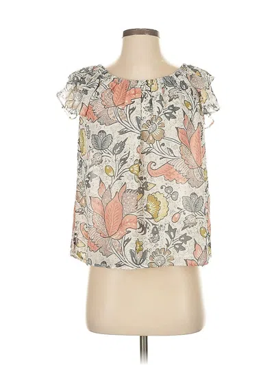 Pre-owned Ann Taylor Loft Short Sleeve Blouse In White