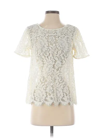 Pre-owned Ann Taylor Loft Short Sleeve Blouse In White