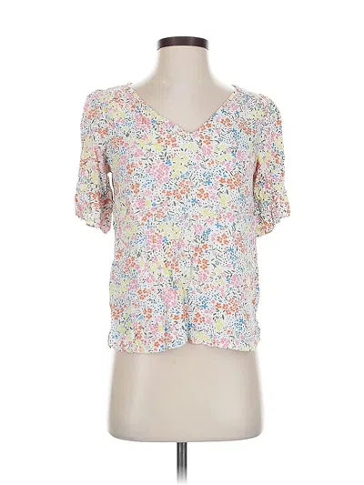 Pre-owned Ann Taylor Loft Short Sleeve Blouse In White