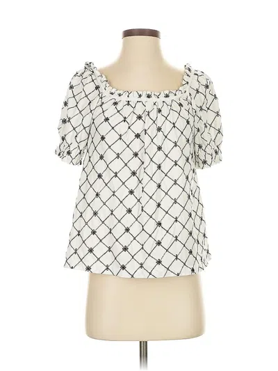 Pre-owned Ann Taylor Loft Short Sleeve Blouse In White